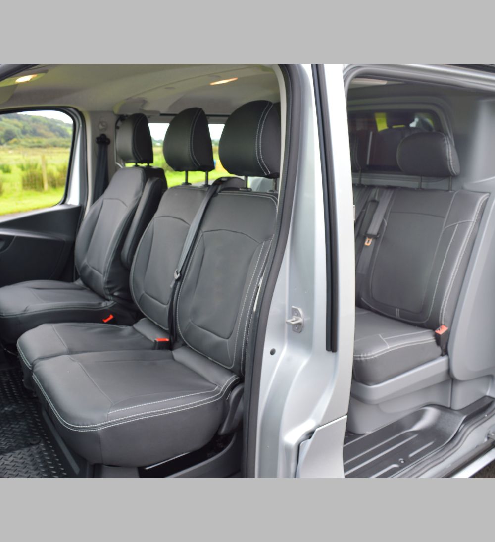 Vauxhall Vivaro Leather Look Double Cab Seat Covers - Charcoal